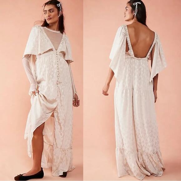 Free People Dresses & Skirts - Free People Dainty Ethereal Fairy Cha Cha Maxi Dress in Ivory Cream Size Medium